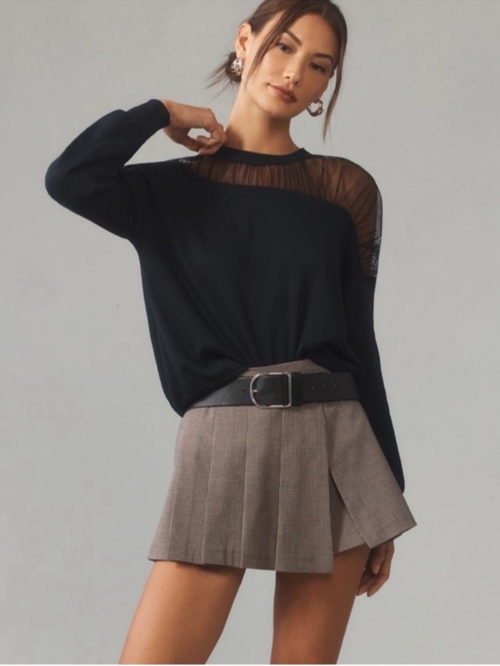 NWT Maeve Anthropologie Sheer Shoulder Pullover Knit Top